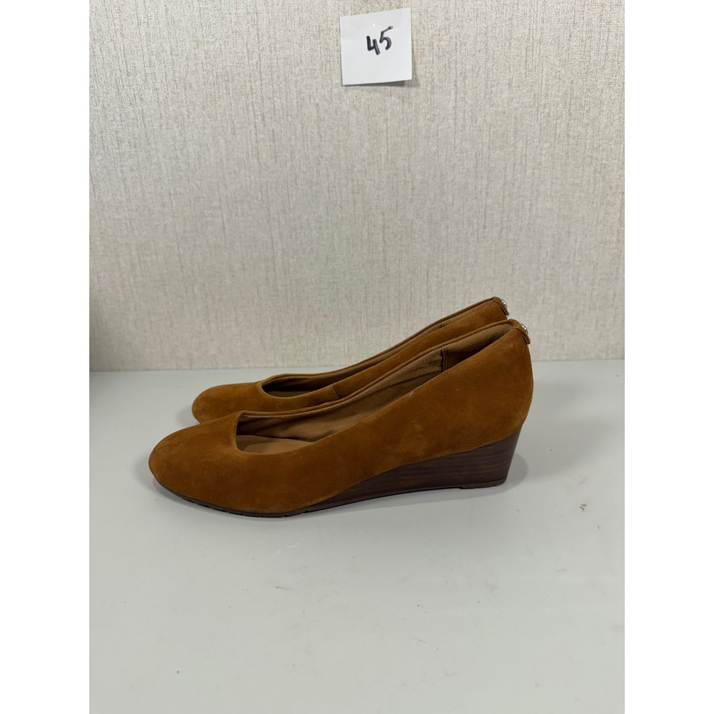 Clarks Vendra Bloom Brown Suede Wedge Heels Women's 9.5M Career Office‎ Academia - Picture 2 of 11